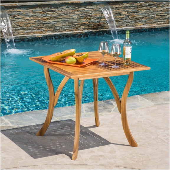 JERFIT 36 Inch Outdoor Square Dining Table Teak Finish Acacia Wood Patio Table for Garden, Backyard, Bistro
