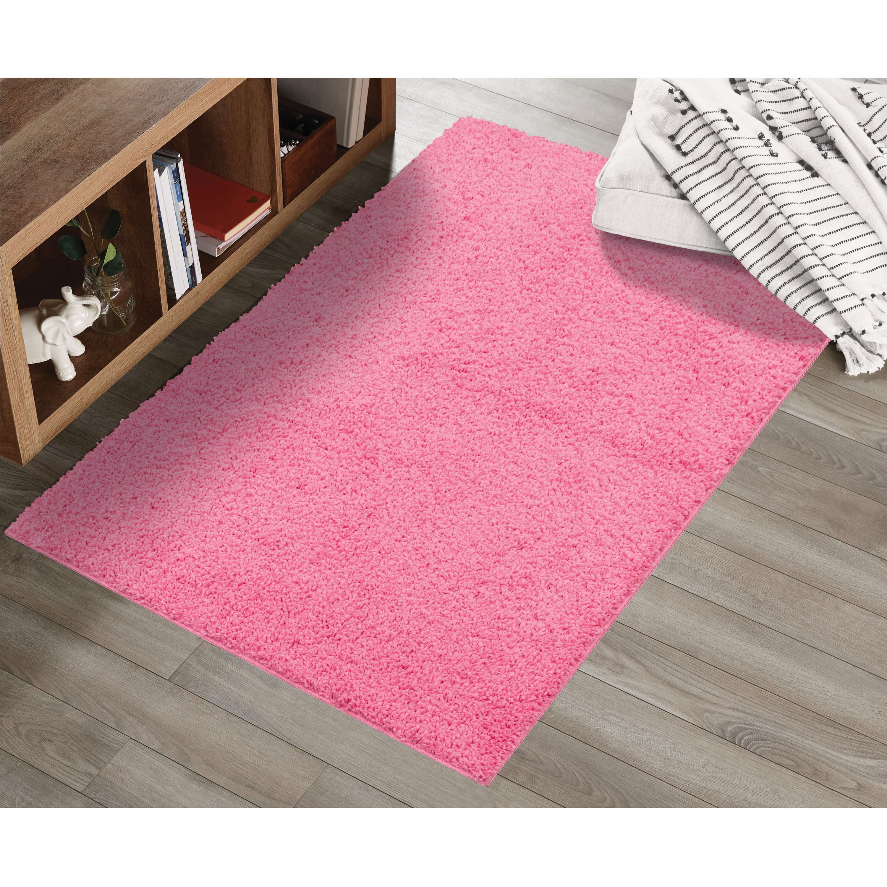 (2 pack) Mainstays Traditional Solid Pink Youth Shag Indoor Area Rug 3' x 4'8"