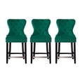 thumbnail image 3 of WestinTrends Wordford 24" Tufted Velvet Counter Stool (Set of 3), Black/ Dark Green, 3 of 5