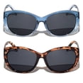 thumbnail image 2 of 2 Pairs of Womens Fully Magnified Outdoor Reading Sunglasses - Full Tint Readers - Oversized Leopard Jackie O Vintage +1.00, 2 of 3