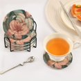 thumbnail image 5 of WOBOGO Exotic Pink Flowers Coil Coasters Set of 6 Minimalist Cotton Woven 3.94 inch Non-Slip Insulated and Absorbent Home Accessories., 5 of 7