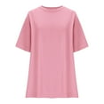 thumbnail image 5 of Lenpel Women's Oversized T Shirts Trendy Short Sleeve Crew Neck Solid Color Soft Casual Tees Loose Summer Tops, 5 of 7