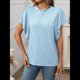 thumbnail image 5 of Camisas Formales Informales de Negocios para Mujer, Camisas de Verano, Mangas , Cuello Redondo, Mangas de Hoja de , Trajes 2025 Azul XL, 5 of 9