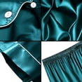 thumbnail image 6 of Men Satin Silk Pajamas Sets Short Sleeve Shorts Sleepwear Button-Down PJs Sets Two-Pieces Loungewear with Pockets Size 2XL Green, 6 of 6