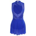 thumbnail image 5 of YiZYiF Women's Sparkly Rhinestone Figure Skating Dress Sleeveless Ballet Skirt Lyrical Dance Leotard Royal Blue S, 5 of 7
