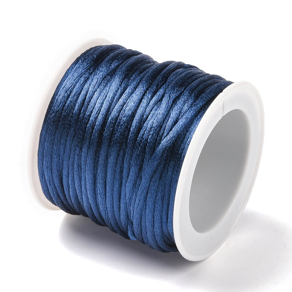 Macrame Rattail Chinese Knot Making Cords Round Nylon String Threads Satin Cord Medium Blue 2mm about 10.93 yards(10m)/roll