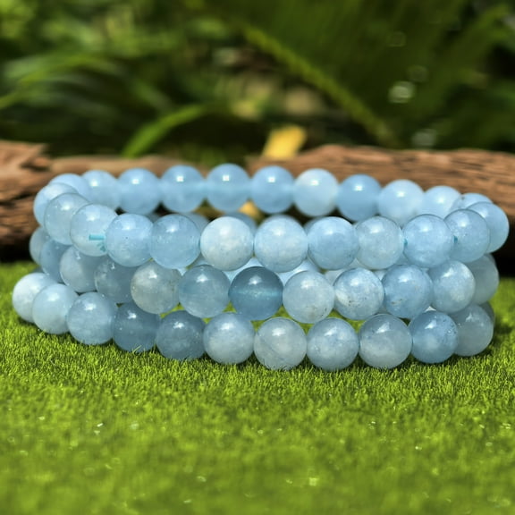 Aquamarine Beaded Bracelet - Crystal Gemstone Gift Bead Bracelet, Healing Crystals, Great Gift for Men Women, Christmas gift