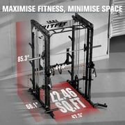 RitFit M1 Pro Smith Machine with Cable Crossover System, Multi-Function Squat Rack Power Cage for Home Gym, Power Rack and Packages Black(bp260 Package