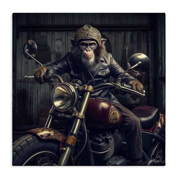 Stupell Industries Eclectic Gorilla Motorcycle Portrait Canvas Art, 17 x 17, by Roozbeh