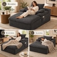 thumbnail image 6 of SESSLIFE 65" Oversized Chaise Lounge Chair Indoor, Corduroy Boneless Sofa Bed with Wide Armrest 3 Pillows, Upholstered Cloud Sofa Couches for Living Room, No Assembly Require, Dark Gray, 6 of 7