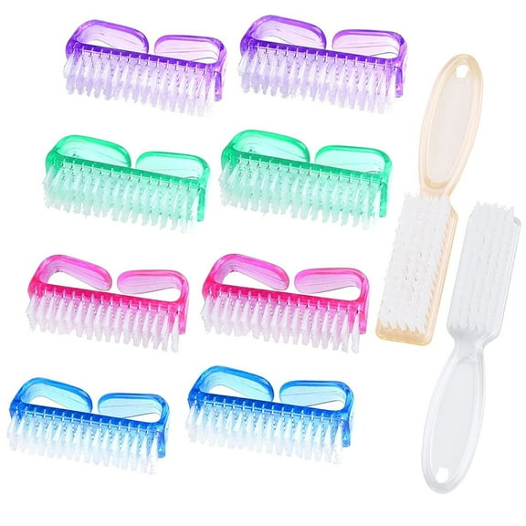 10 Pcs Handle Grip Nail Brush, Hand Fingernail Scrub Cleaning Brushes for Toes and Nails Cleaner, Pedicure Scrubbing tool kit for Men and Women (Multicolor)