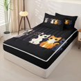 thumbnail image 2 of jejeloiu Cute Cartoon Cat Zipper Full Size Comforter Sets with Fitted Sheet and 2 Pillowcases Kids,Multi Color Kitten Print Zipper Bedding Set,Reversible,4-Piece, 2 of 7