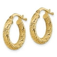 thumbnail image 2 of Primal Gold 14 Karat Yellow Gold Diamond-cut Round Hoop Earrings, 2 of 4