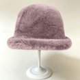 thumbnail image 4 of Cutuoiiu Cold Weather Hat for Women Solid Color Fuzzy Rolled Brim Bucket Hat Soft Plush Winter Warm Fisherman Cap for Daily Outdoor, 4 of 7