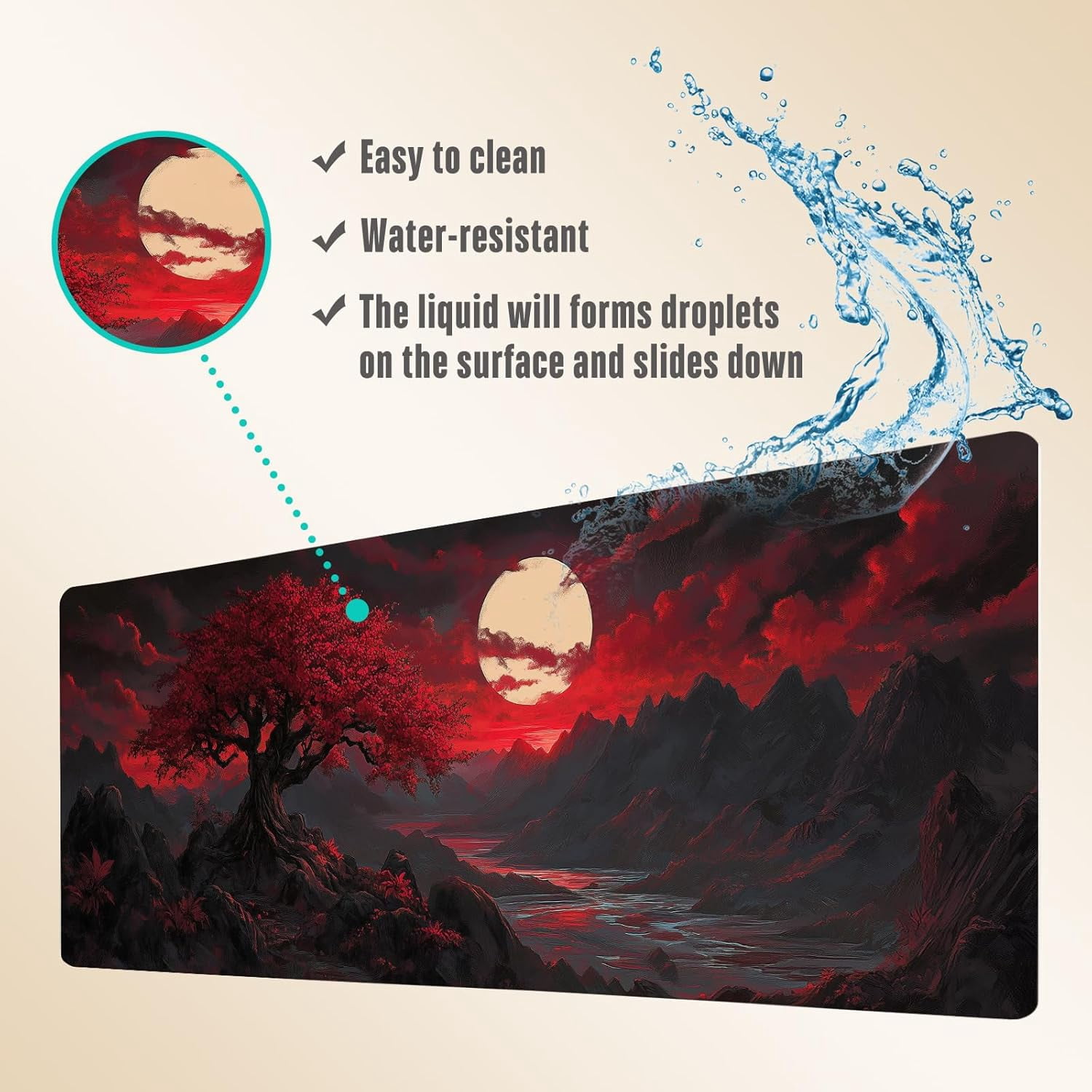 Extended Gaming Mouse Pad, Large Mouse Mat 3 mm Nature Rubber Base Mousepad with Stitched Edges, Non-Slip Desk Mat for Office Home Great Gift 31.5x11.8 Inch (Dark Canyon 1)