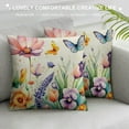 thumbnail image 3 of Fenyluxe Spring Pillow Covers Tulip Lavender Flower Decorative Throw Pillows Farmhouse Outdoor Butterfly Summer Seasonal Floral Cushion Case for Couch Sofa Home Decor 24x24in, 3 of 5