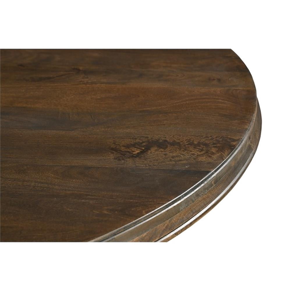Taran Designs Lawrence 60" Round Solid Wood Pedestal Dining Table in Dark Brown