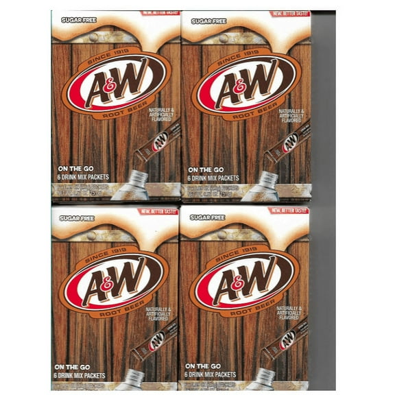 ( 4 Pack ) A&W Root Beer Sugar Free Singles To go Drink Mix by A&W
