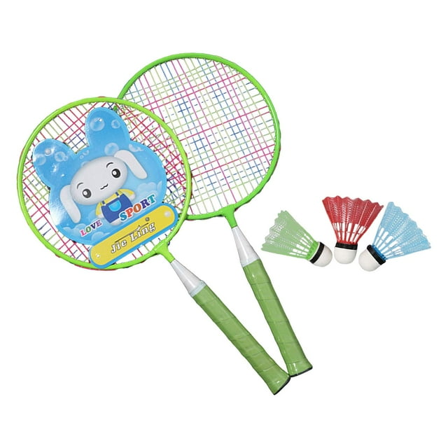 BELOVING Badminton Racket for Children Badminton Shuttlecocks for Kids Adults Outside Green