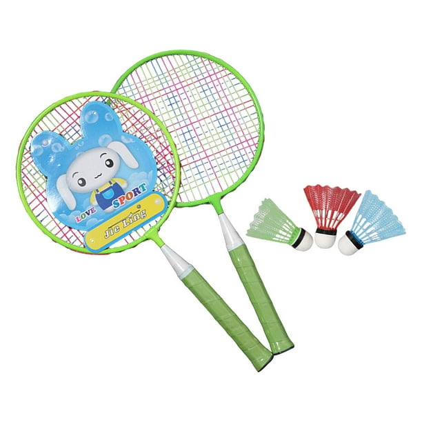Juego de raquetas de bádminton para niños, mango suave, juego deportivo, volantes de bádminton portátiles, raqueta para exteriores para patio trasero, Verde