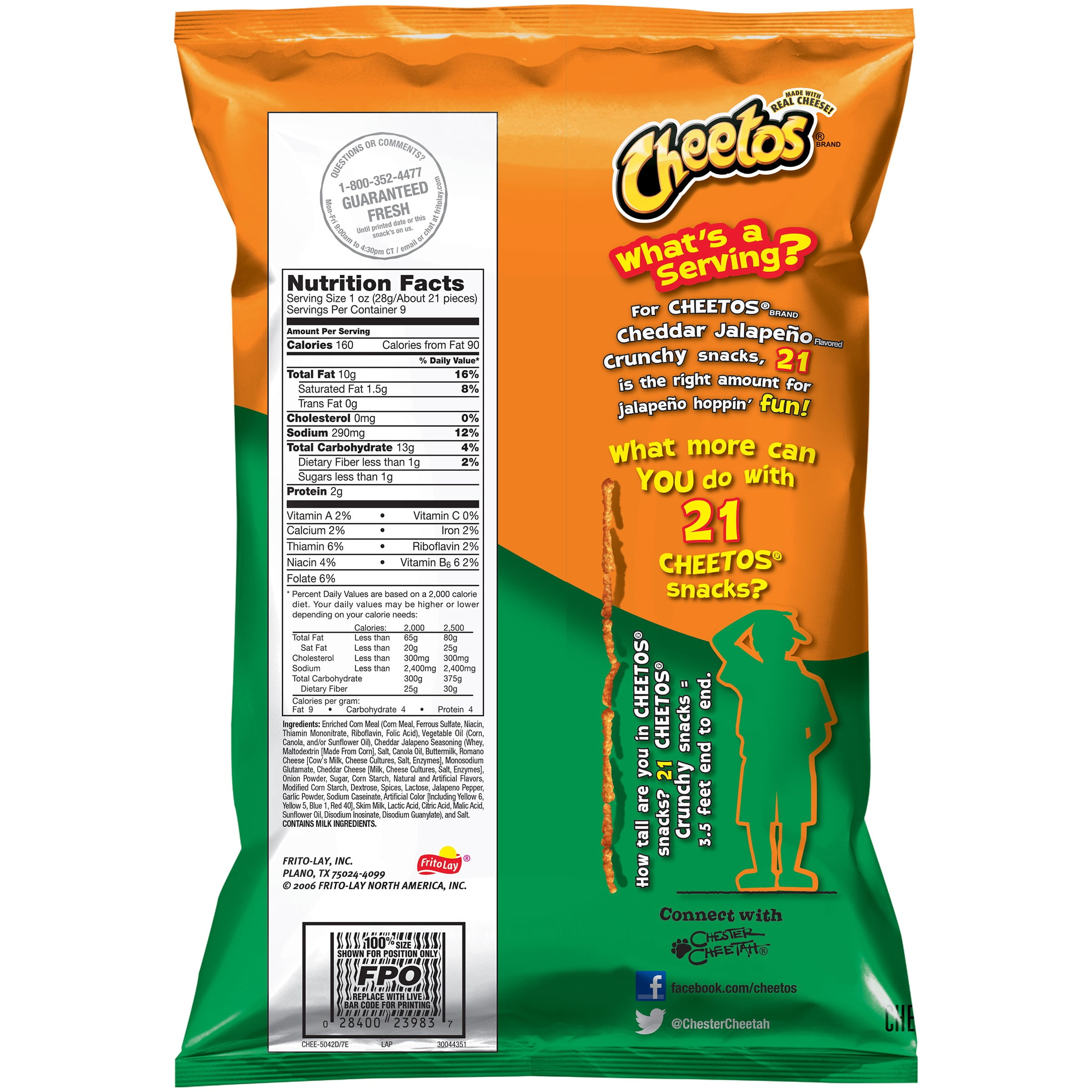 CHEETOS Crunchy Snacks, Cheddar Jalapeno (Case) 40x54.0 g