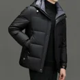 thumbnail image 3 of Chaqueta corta con capucha y plumón, chaquetas ligeras y acolchadas, ropa de invierno de diseñador con relleno de plumón de pato para hombre, abrigo acolchado para el frío para hombre, 3 of 4
