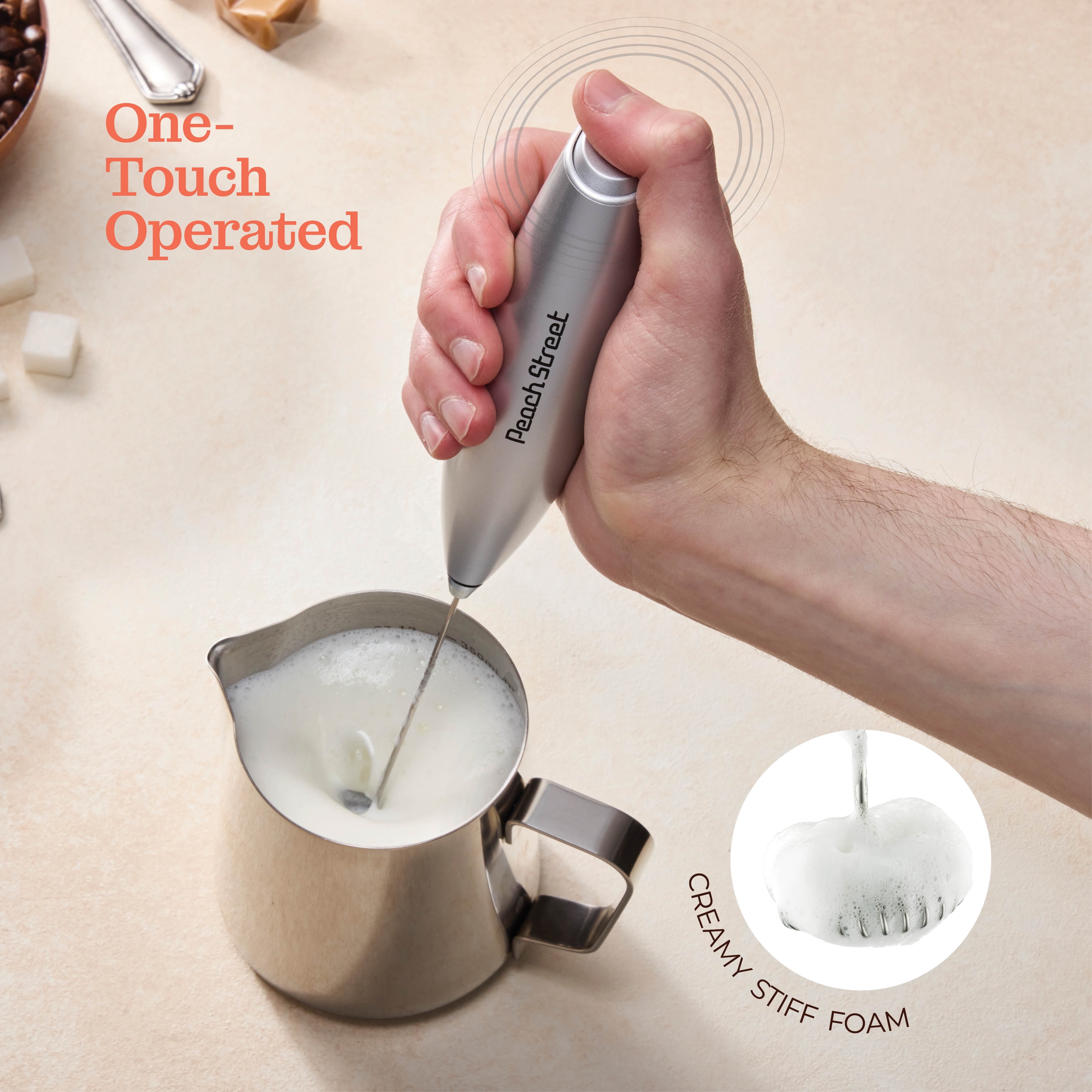 MPDPOW Electric Milk Frother Handheld, Frother Wand for Coffee, Battery Operated (Not Included) Drink Mixer Matcha Whisk, Upgraded Foam Maker for