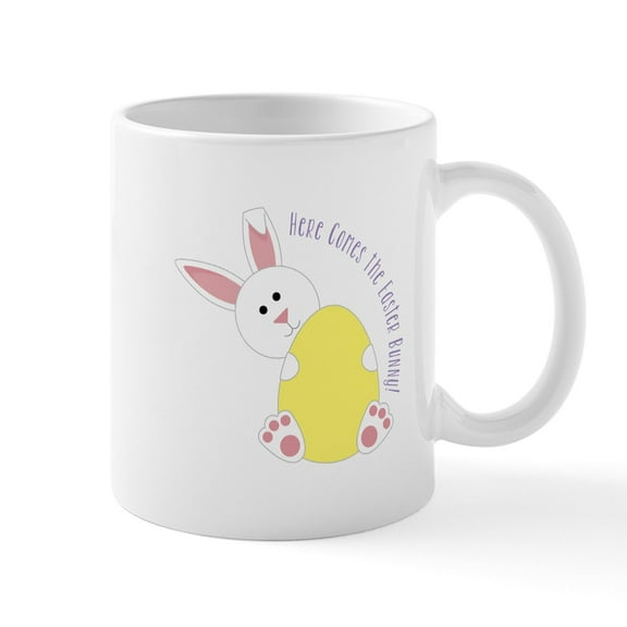 CafePress - Here Comes The Easter Bunny Mugs - 11 oz Ceramic Mug - Novelty Coffee Tea Cup