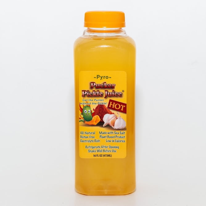 Pucker Pickle Juice Pyro Spicy Hot Flavor 6Pack of 16 ounce bottles