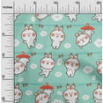 thumbnail image 2 of oneOone Rayon Turquoise Blue Fabric Asian Kawaii Rabbit Sewing Craft Projects Fabric Prints By Yard 56 Inch Wide, 2 of 4