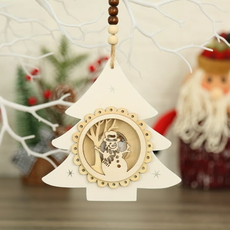 

Christmas Light Hanging Ornaments Battery Powered Christmas Themed Wooden Pendant Home Restaurant Decor B