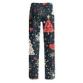 thumbnail image 3 of Fabrcox Christmas Pajamas Bottoms for Women Slim Fit Christmas Snowman Printed Drawstring Wide Leg Lounge Long Bottoms Dark Blue M, 3 of 6