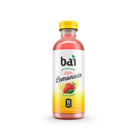 Bai Flavored Water, São Paulo Strawberry Lemonade, Antioxidant Infused Drinks, 18 Fluid Ounce Bottles, 12 count