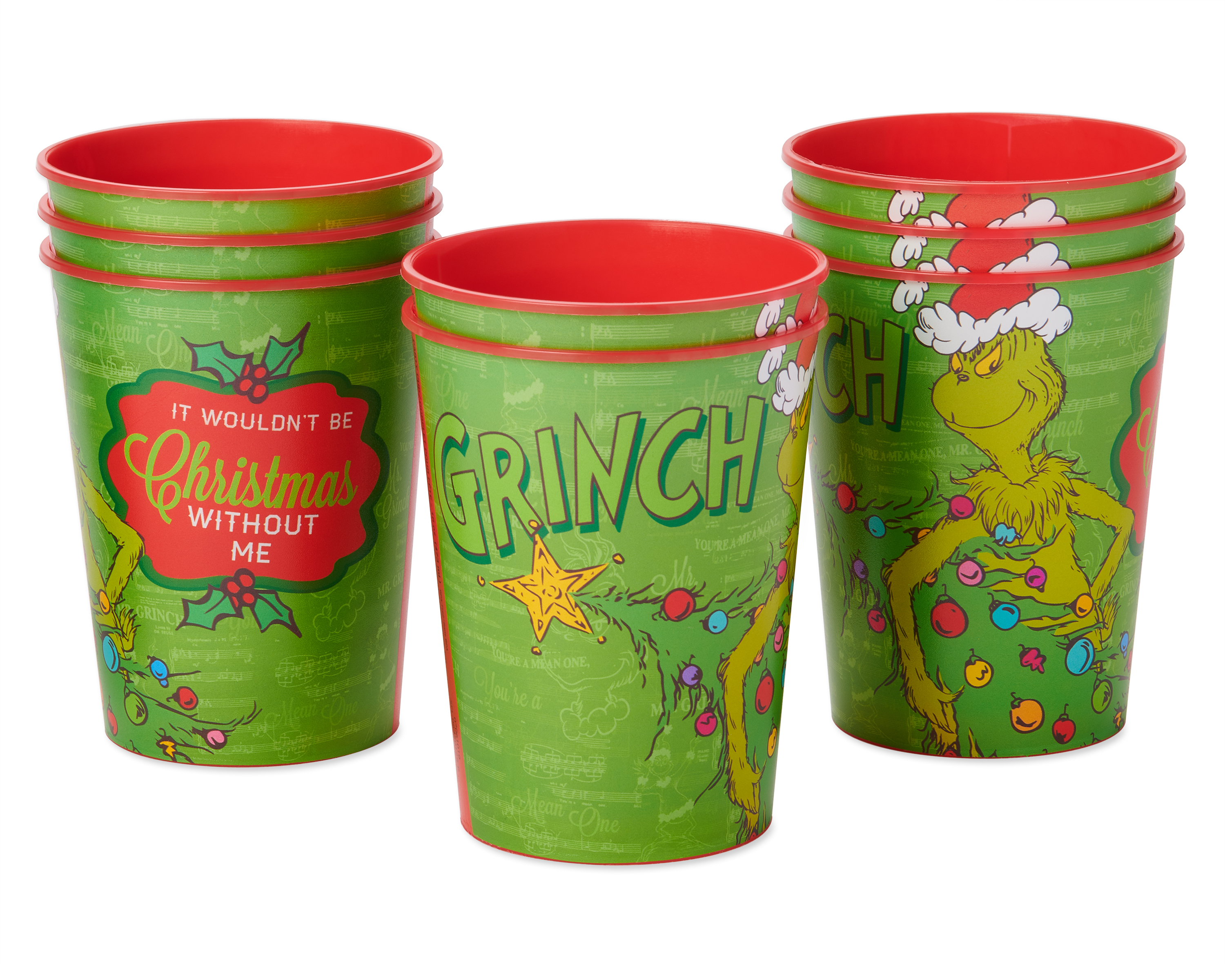 American Greetings Grinch Christmas 16 oz. Plastic Party Cup, 8count