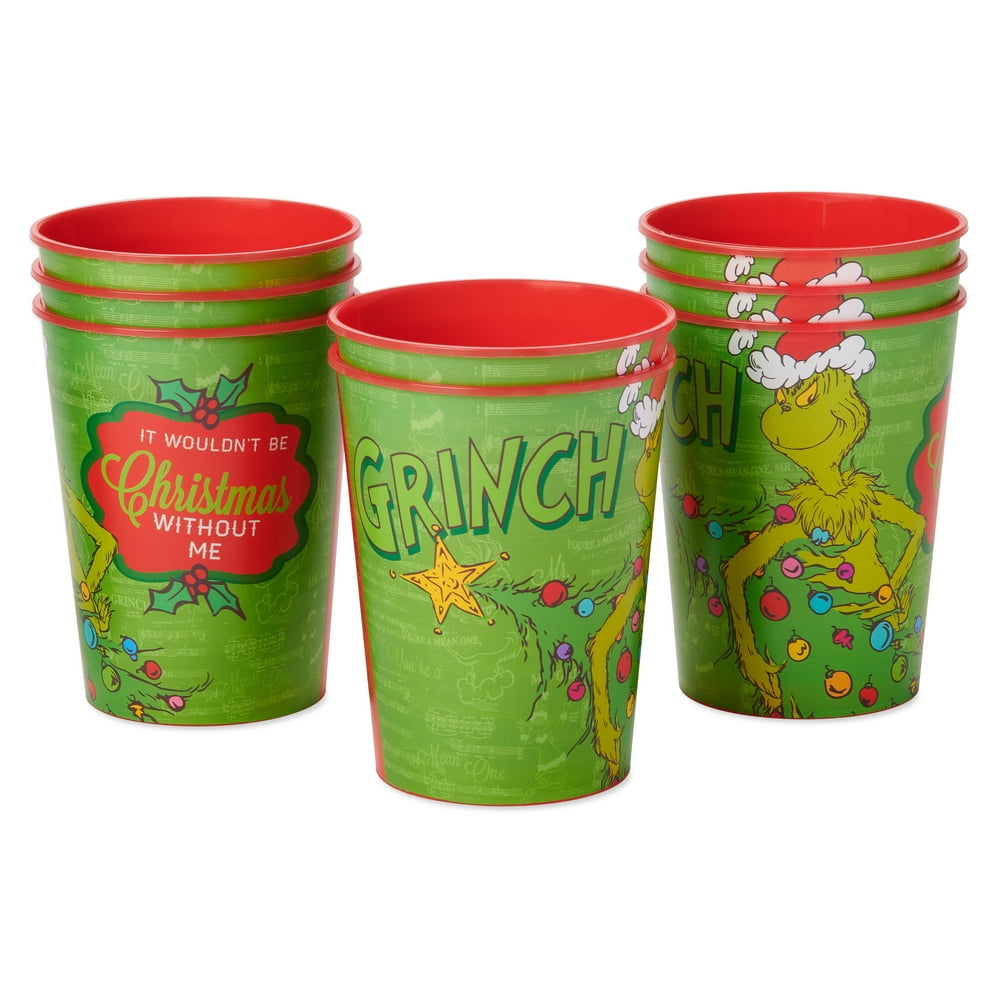 American Greetings Grinch Christmas 16 oz. Plastic Party Cup, 8count