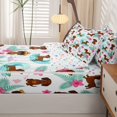thumbnail image 5 of Homewish Funny Dachshund Animal Zipper Twin Comforter Sets with Fitted Sheet and 2 Pillowcases,Pretty Hibiscus Flower Zipper Bedding Set,Ocean Wave Decor,Colorful Stars Reversible,4pcs, 5 of 8
