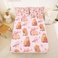 thumbnail image 5 of Erosebridal Cartoon Capybara Bed Sheets For Kids,Pink Cherry Blossom King Sheets For Cute Animals Lover 4-Piece, 5 of 6