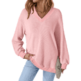 thumbnail image 3 of Fantaslook Waffle Knit Sweatshirts for Womens Long Sleeve V Neck Shirts Pullover Casual Outfits Plus Size Fall Tops, 3 of 10