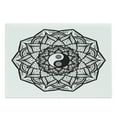 thumbnail image 1 of Ying Yang Cutting Board, Floral Design Boho Mandala Graphic Art Yin Yang Curves World, Decorative Tempered Glass Cutting and Serving Board, Large Size, Black White, by Ambesonne, 1 of 1
