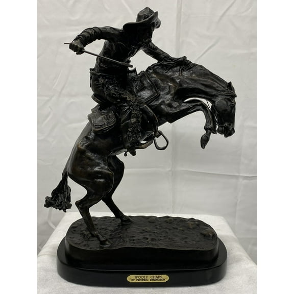 Wooly Chaps Bronze Sculpture by Frederic Remington mini Size 10"H x 9"L x 5"W