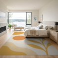 thumbnail image 3 of ODIKA 9'x12' Warm Earthy Tones Abstract Design Washable Area Rug Modern Organic Shapes with Leaf Motif for Master Suite, California King, Under Bed, Non-Shedding, Easy Care, 3 of 7