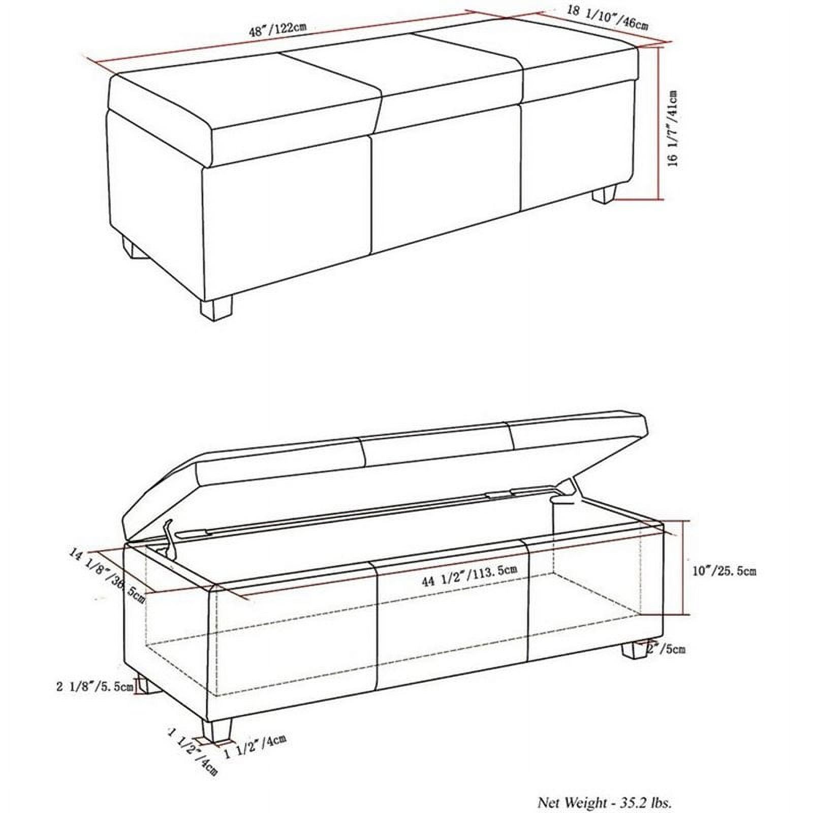 Avalon 48 inch Wide Contemporary Storage Ottoman Bench in Cloud Grey Linen Look Fabric