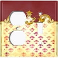 thumbnail image 4 of Metal Light Switch Plate Cover Yellow Fleur De Lis Damask Frame Trim Burgundy DAM061, 4 of 13