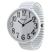 Geneva Super Large Stretch Watch Clear Number Easy Read (White)