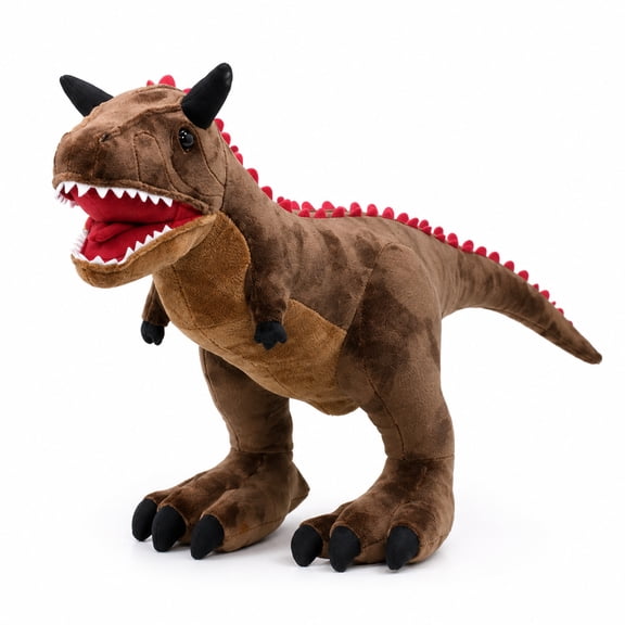 Carnotaurus Plush Toy, 20.47 in Brown Dinosaur Stuffed Animal with Red Back Spines and Soft PP Cotton Filling, Gift for Dinosaur Lovers