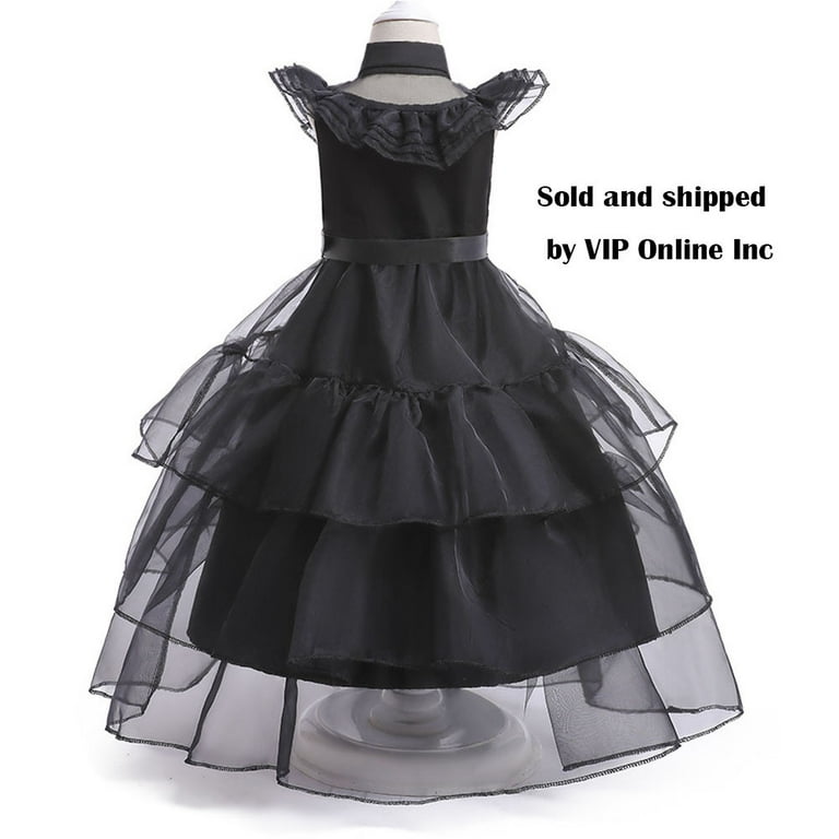 Girls Wednesday Addams Costumes Dress Kids Halloween Cosplay Party Outfit