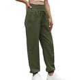 thumbnail image 3 of Defitshape Women's Long Joggers High Waisted Pants Track Summer Casual Spandex Fashion Ankle Comfy Casual Pants Army Green 8, 3 of 4