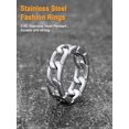 thumbnail image 3 of Mens Women Stainless Steel 7mm Wide Band Ring, Hip Hop Thumb Rings Fashion Cuban Link Chain Rings, Size #7 -Color Silver, 3 of 3