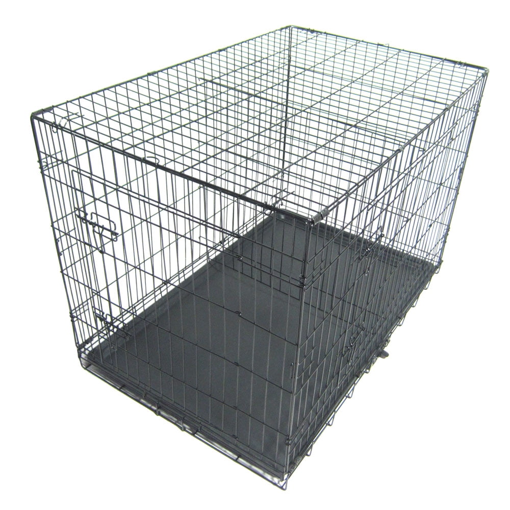 Ktaxon 20"/36"/42"/48" Secure and Flodable Single Door Metal Dog Crate, Include Leak-Proof Plastic Tray Black