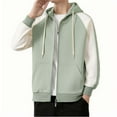 thumbnail image 1 of Men's Color Block Hooded Coat with Drawstring and Zipper Pockets for Casual and Outdoor Wear, 1 of 3